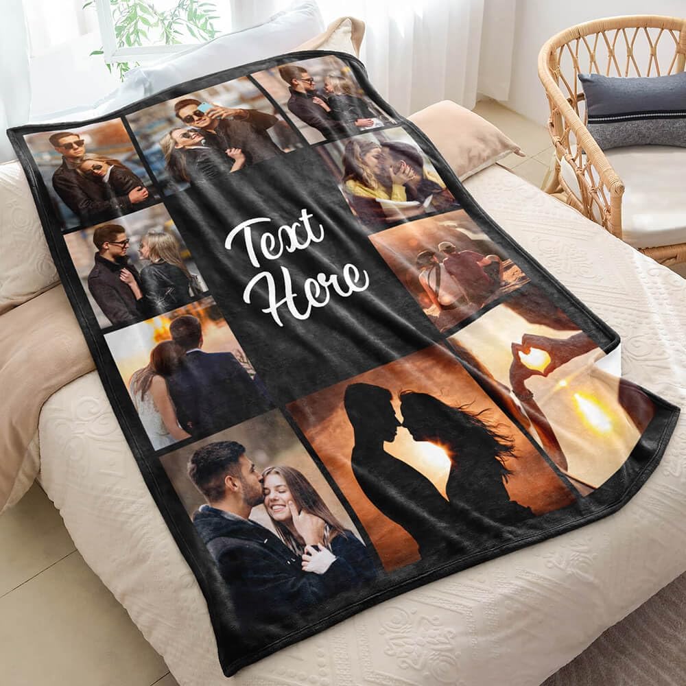 Custom Blanket with Picture Text Customized Blanket
