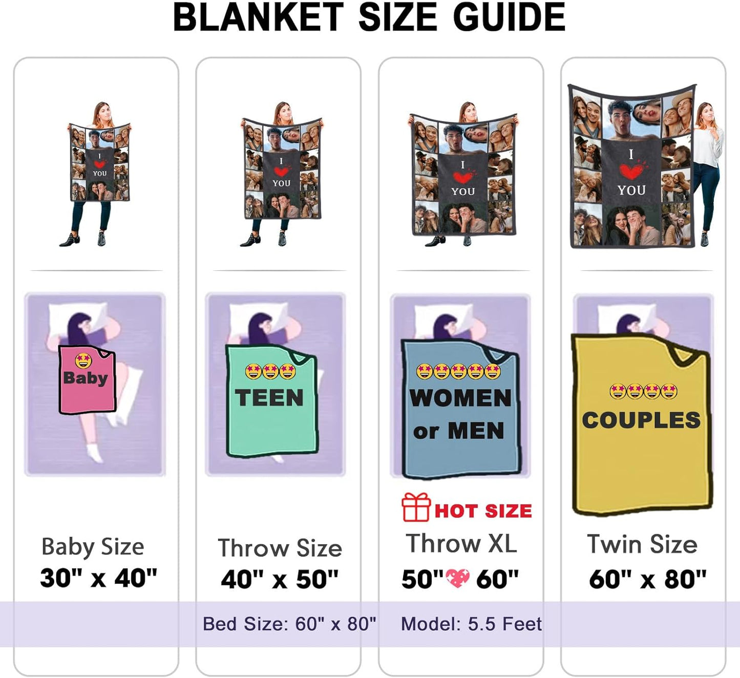 Custom Blanket for Girlfriend Boyfriend Gifts Personalized