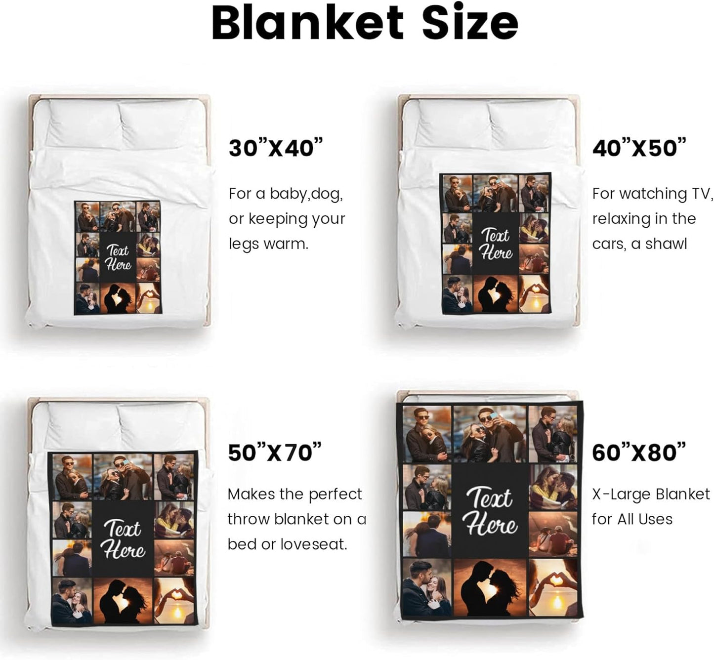 Custom Blanket with Picture Text Customized Blanket