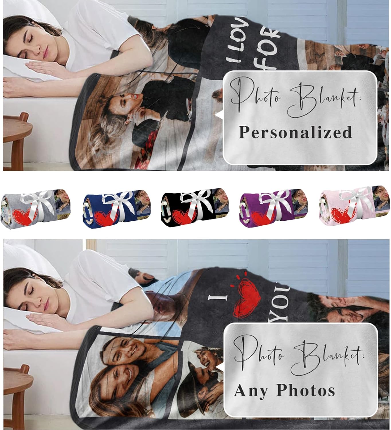 Custom Blanket for Girlfriend Boyfriend Gifts Personalized